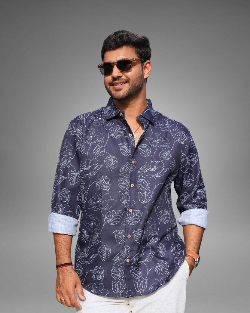 Deep Purple Leaf Script Shirt