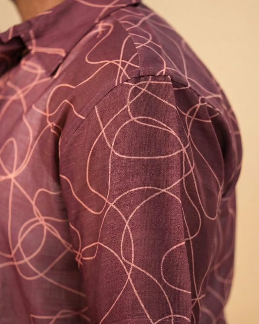 Antique Maroon Flowline Printed Shirt