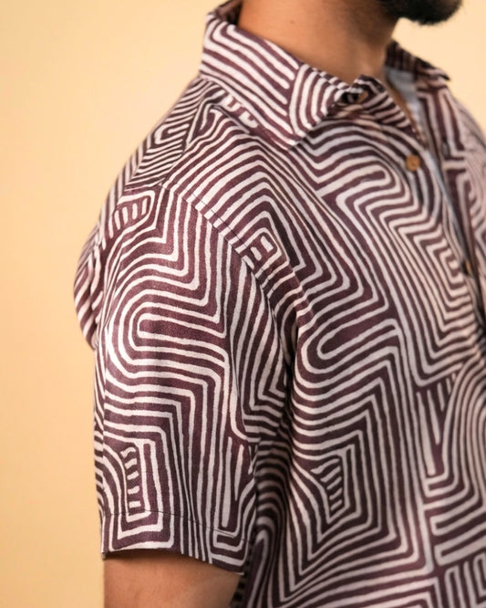 Chestnut Maze Line Printed Shirt