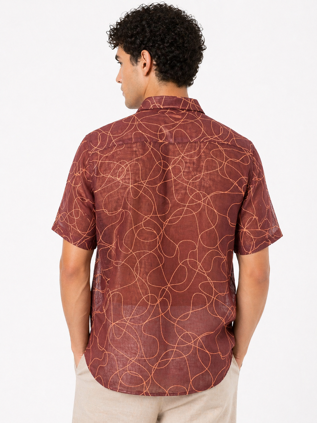 Antique Maroon Flowline Printed Shirt