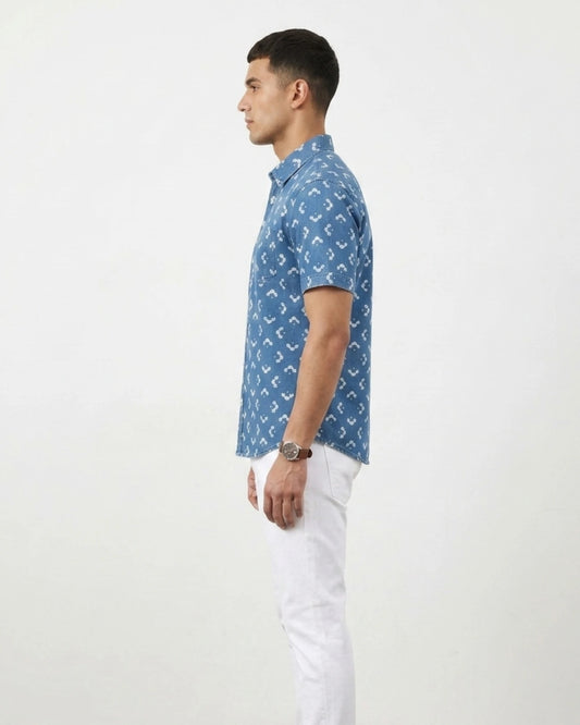 Azure Bloom Printed Shirt