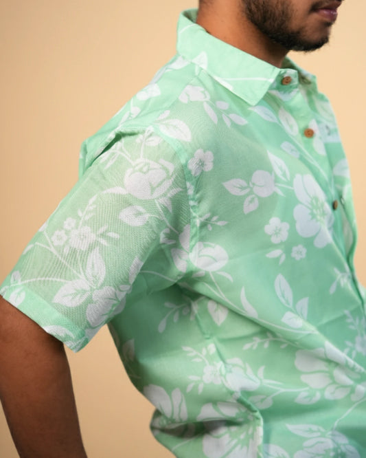 Mint Bloom Printed Shirt