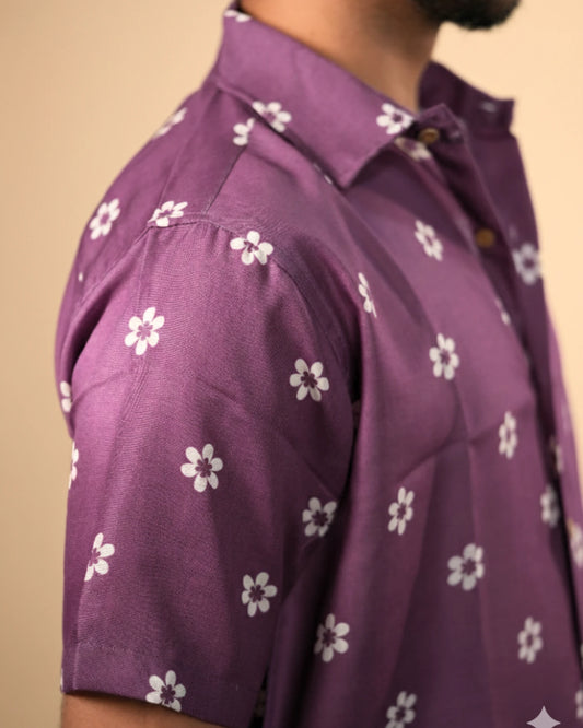 Old Mauve Floral Printed Shirt
