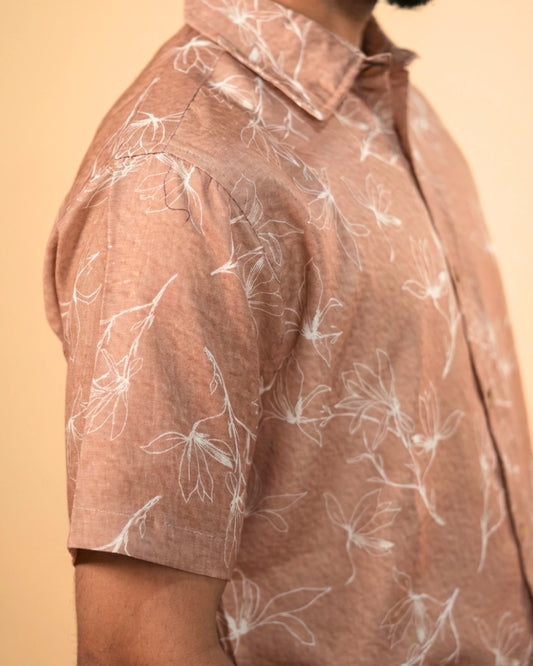 Soft Brown Floral Printed Shirt