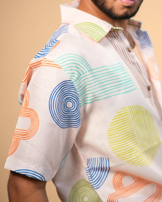 Soft Pink Geometric Printed Shirt