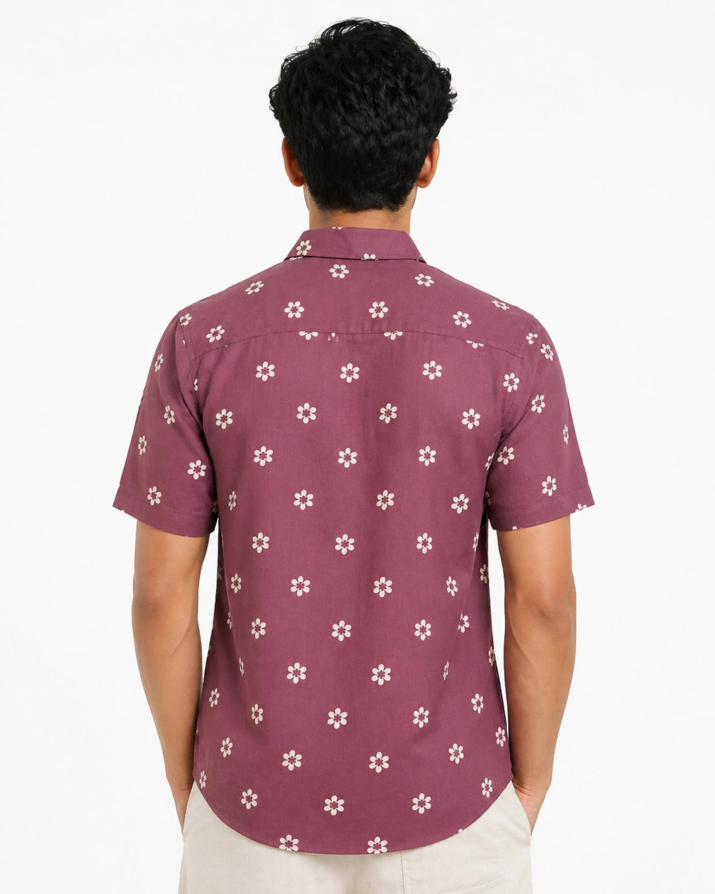 Old Mauve Floral Printed Shirt