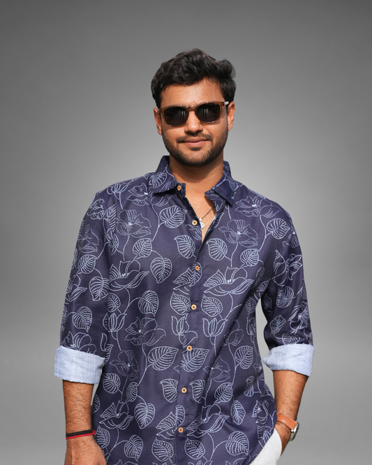 Deep Purple Leaf Script Shirt