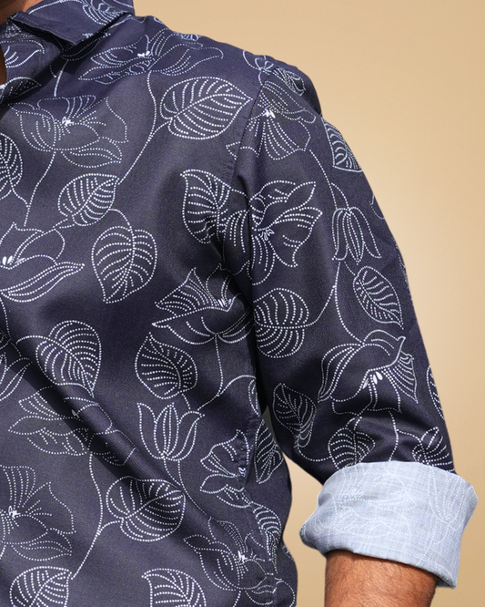 Deep Purple Leaf Script Shirt
