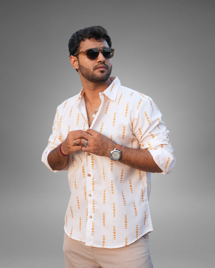 Soft Ivory with Mustard Motif