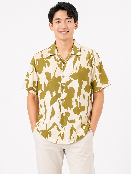 White Down Drift Printed Shirt