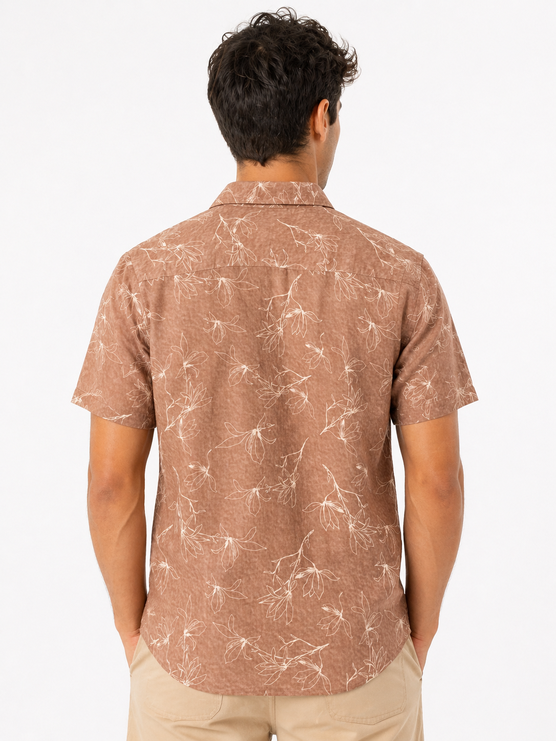 Soft Brown Floral Printed Shirt