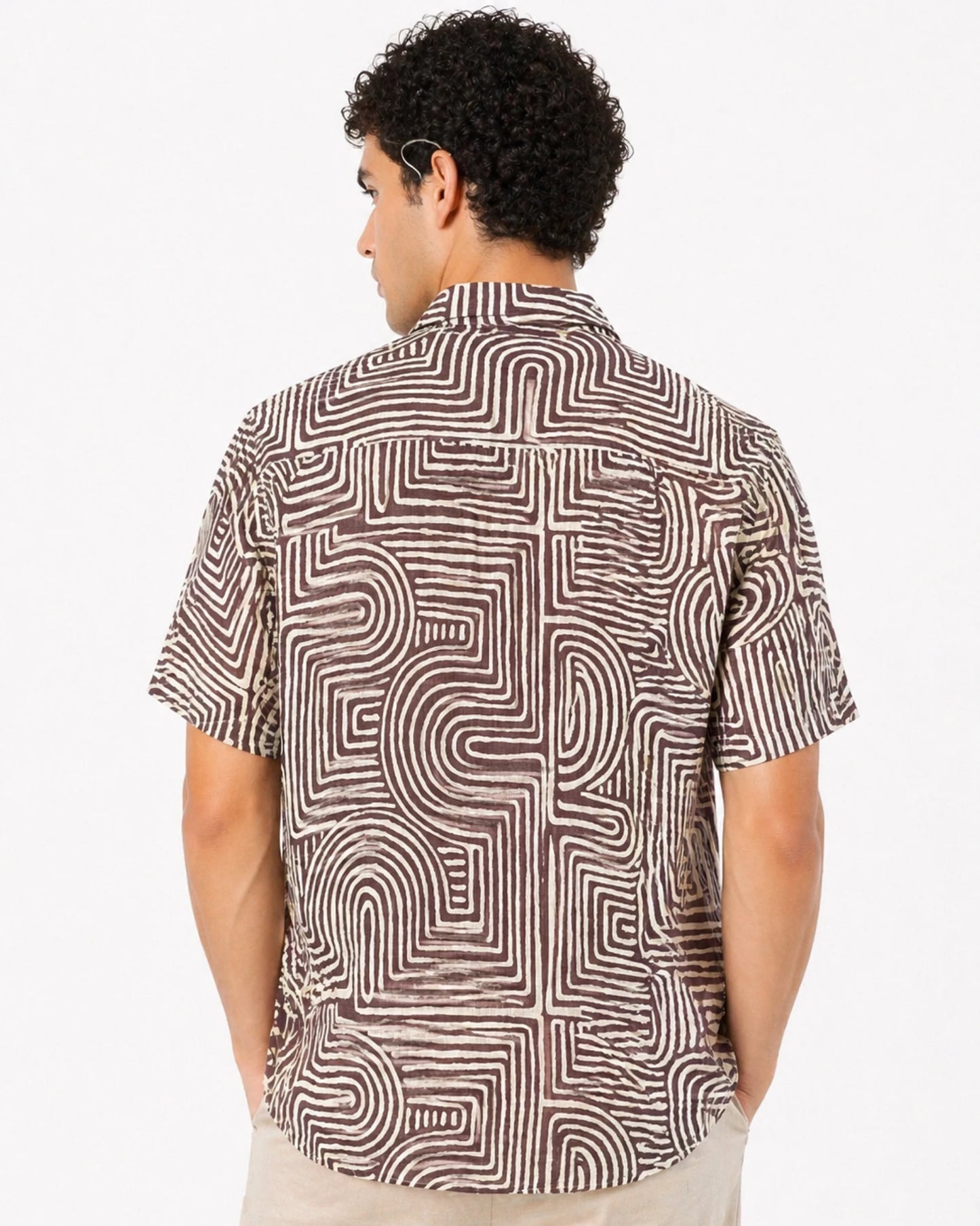 Chestnut Maze Line Printed Shirt
